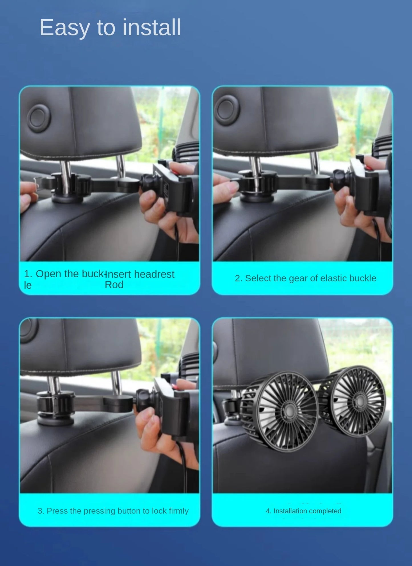 Dual Head Car USB Cooling Fan 3-Speed