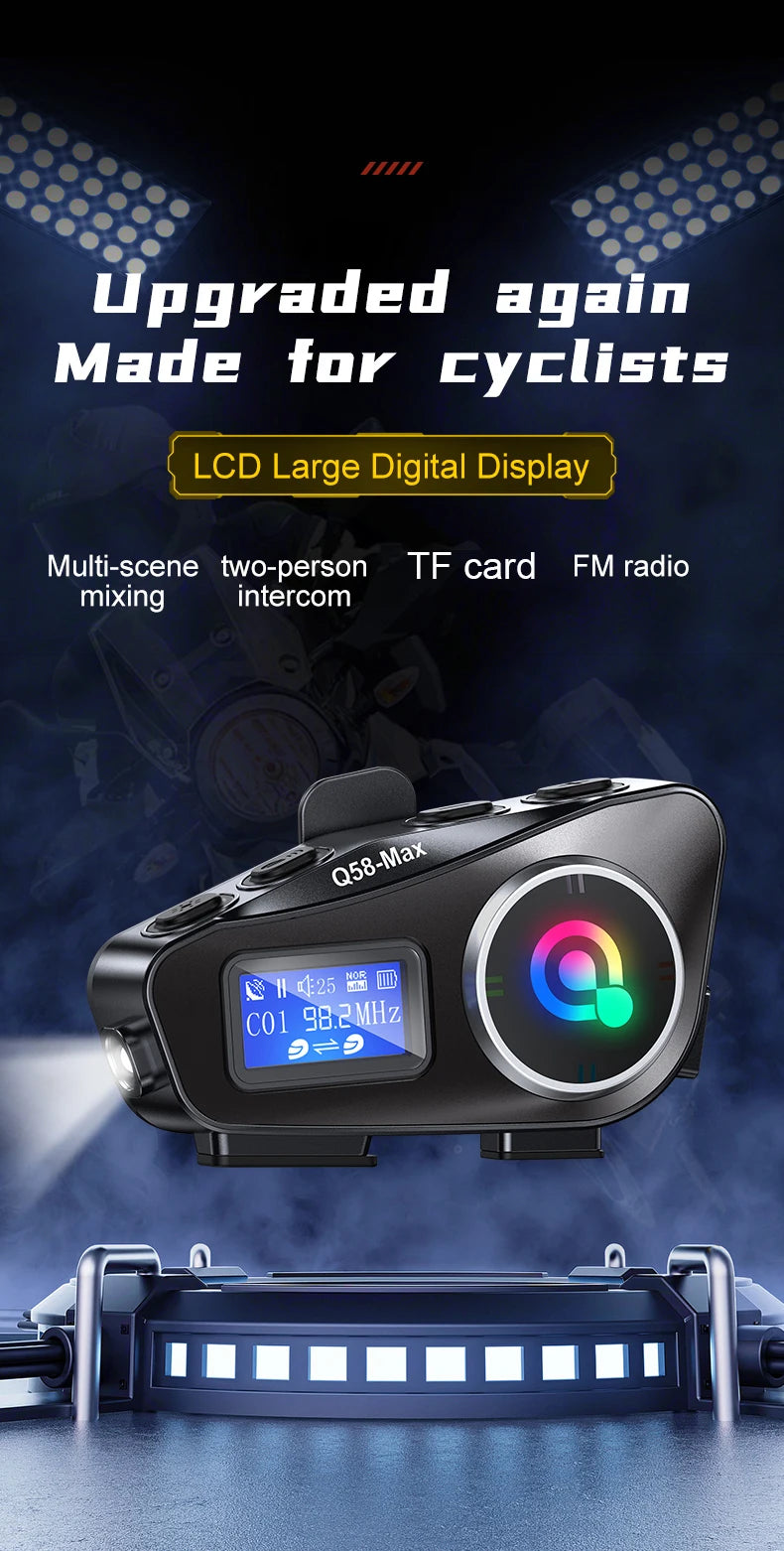 Q58-Max Motorcycle Bluetooth Intercom Headset