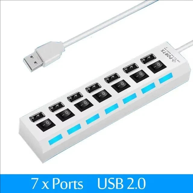 7-Port USB 2.0 Hub – Power Up Your Workflow