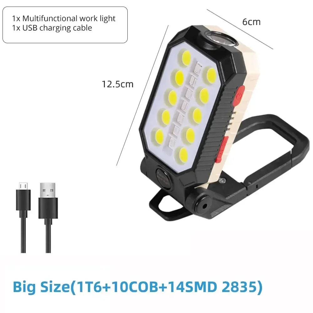 Rechargeable LED Flashlight & Work Light with Power Bank