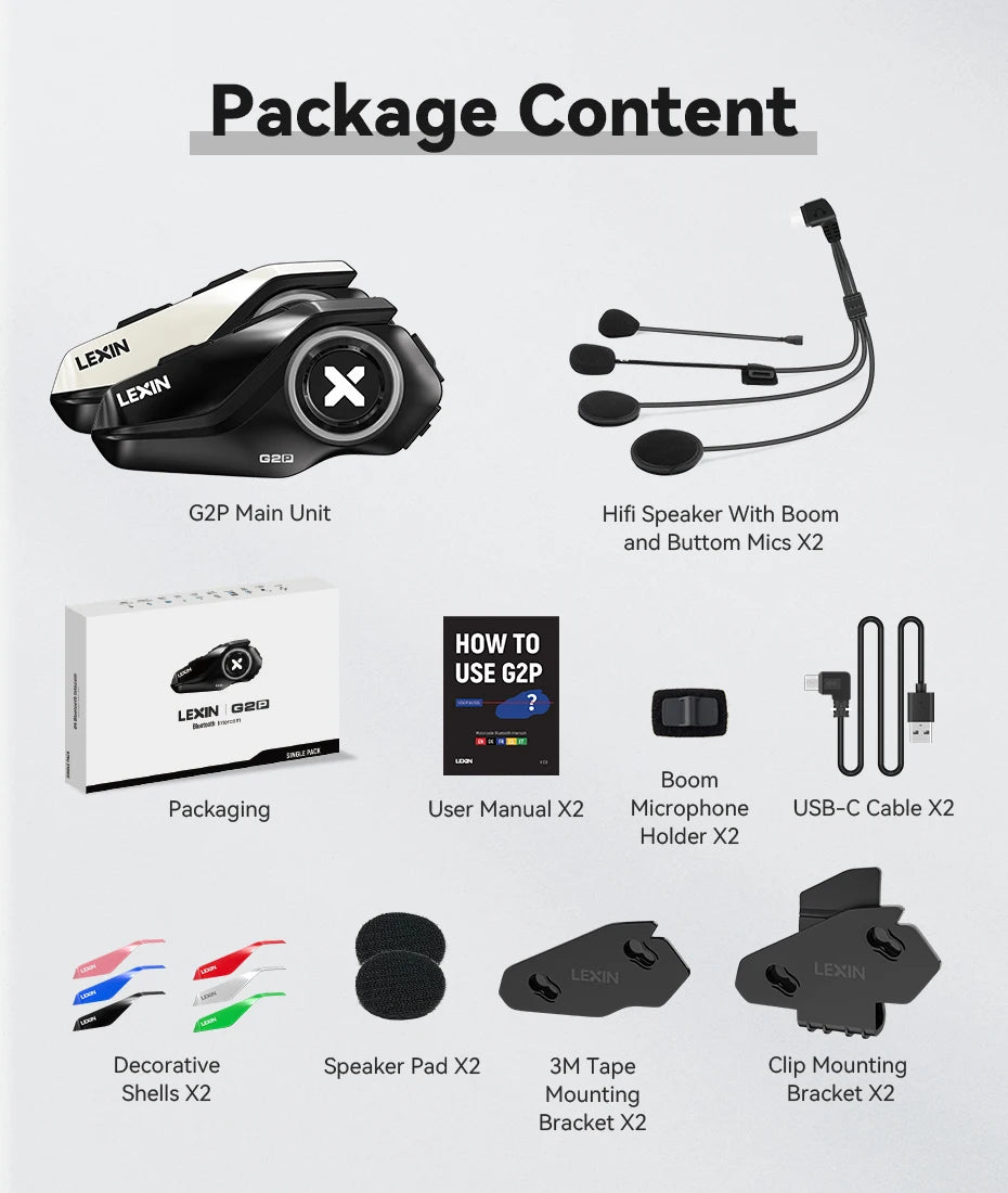 New Lexin G2 Bluetooth Motorcycle Intercom 6 Riders