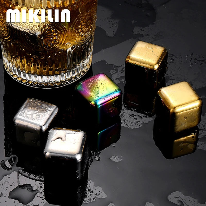 Reusable Stainless Steel Whiskey Ice Cubes Set