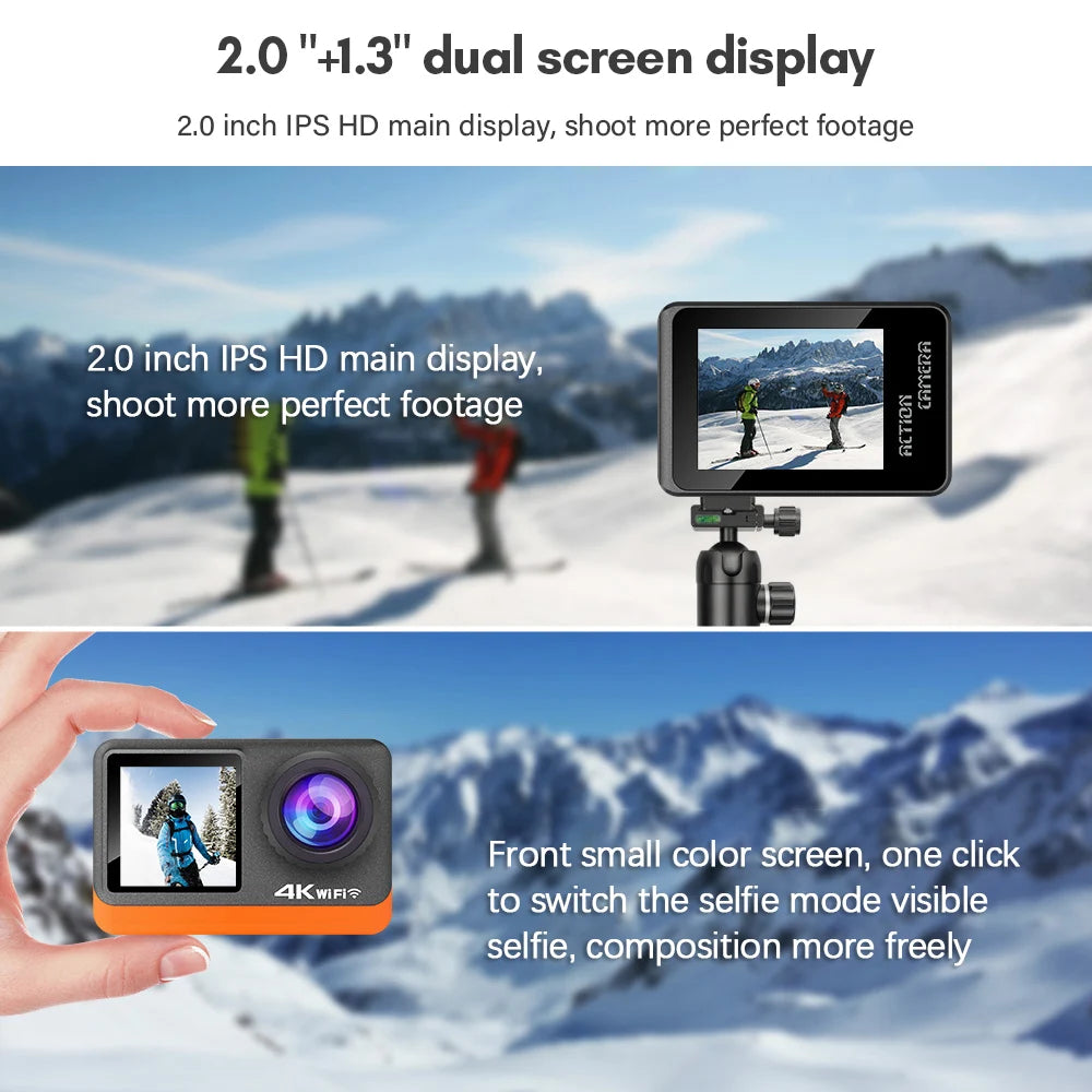 Capture it all with this 4K dual-screen action camera!