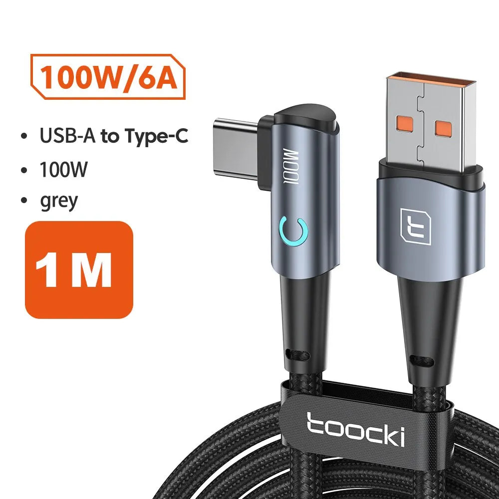 USB C Cable 90 Degree 100W 6A Fast Charging Cord