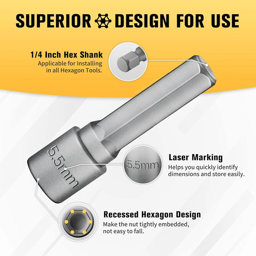 9/14pcs Hex Socket Wrench Set – Screwdriver & Extension Rod Kit
