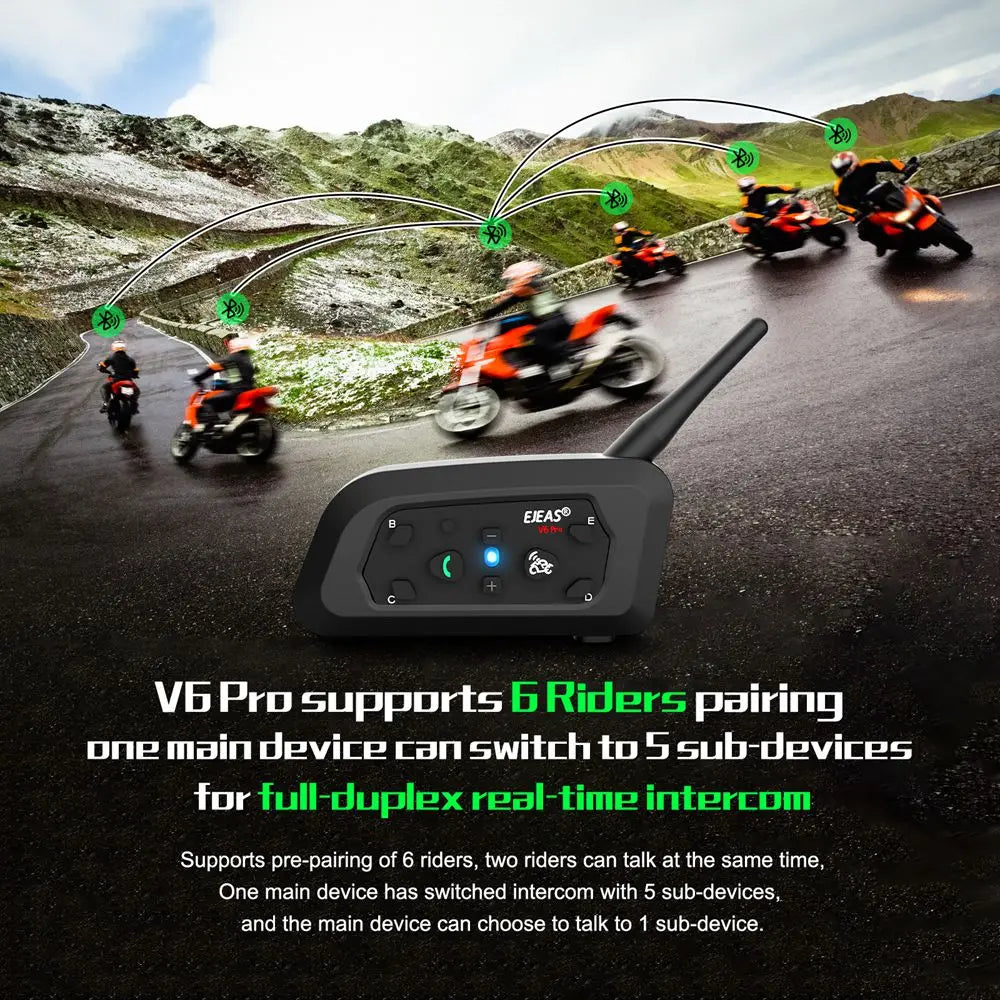 EJEAS V6 Pro+ Bluetooth Motorcycle Intercom