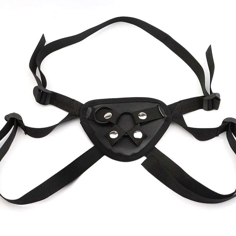 Black Leather Strap-On Dildo Panties for Couples
