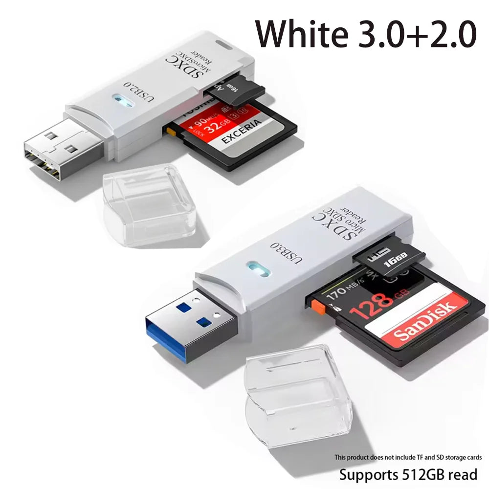 Multi Functional 2-in-1 High-speed USB 3.0/2.0 Card Reader Supports TF+SD