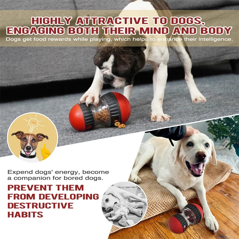 Interactive Dog Toy – Rolling Ball with Leaky Food Track for Mental Stimulation!