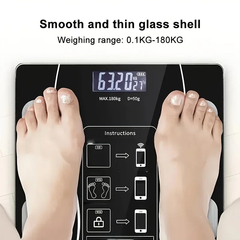 Smart Bathroom Scale with LED Display Glass