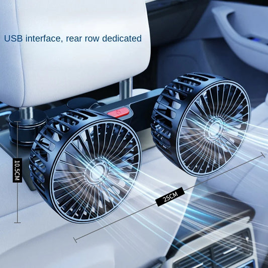 Dual Head Car USB Cooling Fan 3-Speed