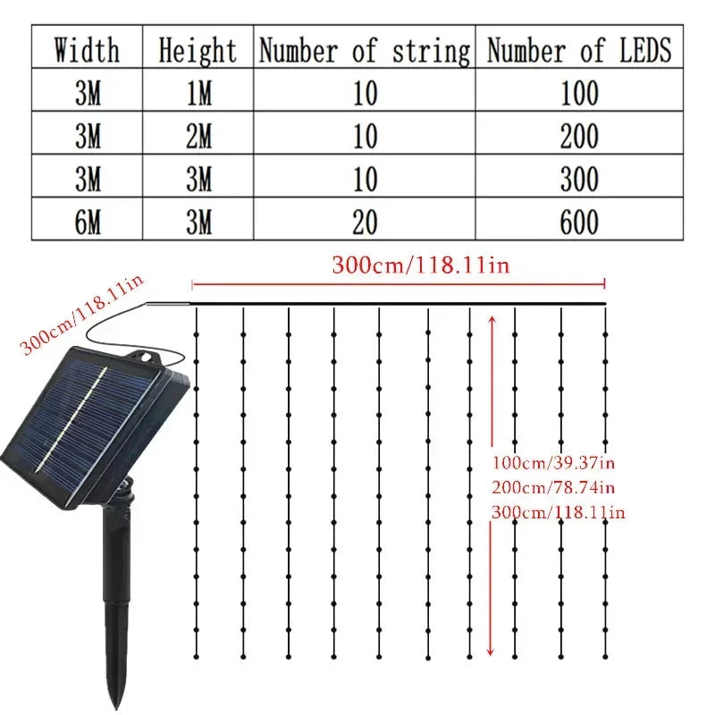 Outdoo Solar Curtain Lights Garden Light Fairy Lights LED Lights