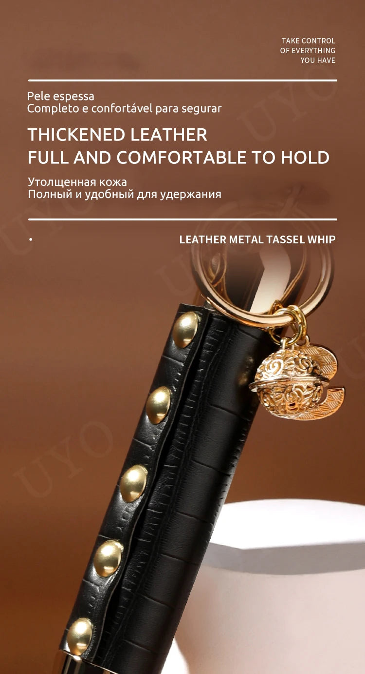Vintage BDSM Leather Whip with Rivets
