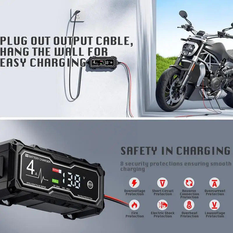 Smart Car Battery Charger & Maintainer with LED Display