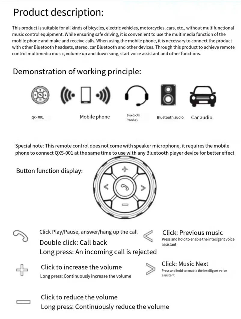Bluetooth 5.3 Media Button Remote Controller