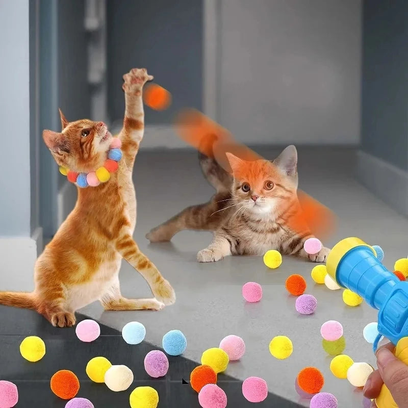 Interactive Cat Toy Mini Shooting Plush Ball