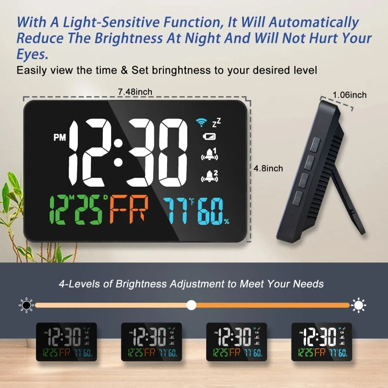 Smart WiFi LED Wall Clock with Temp & Humidity