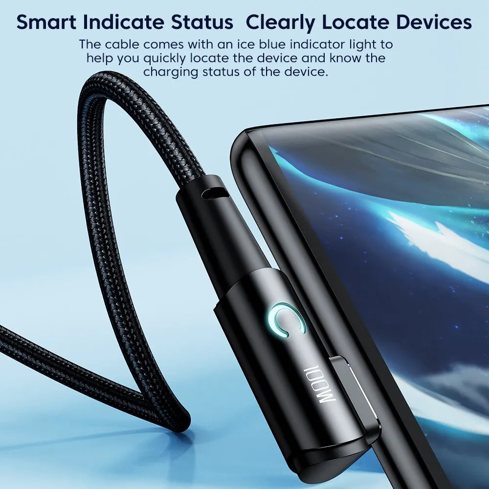 USB C Cable 90 Degree 100W 6A Fast Charging Cord