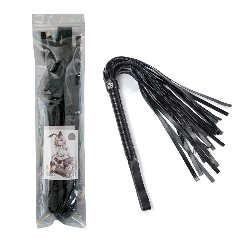 Vintage BDSM Leather Whip with Rivets