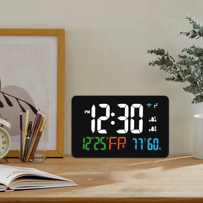 Smart WiFi LED Wall Clock with Temp & Humidity