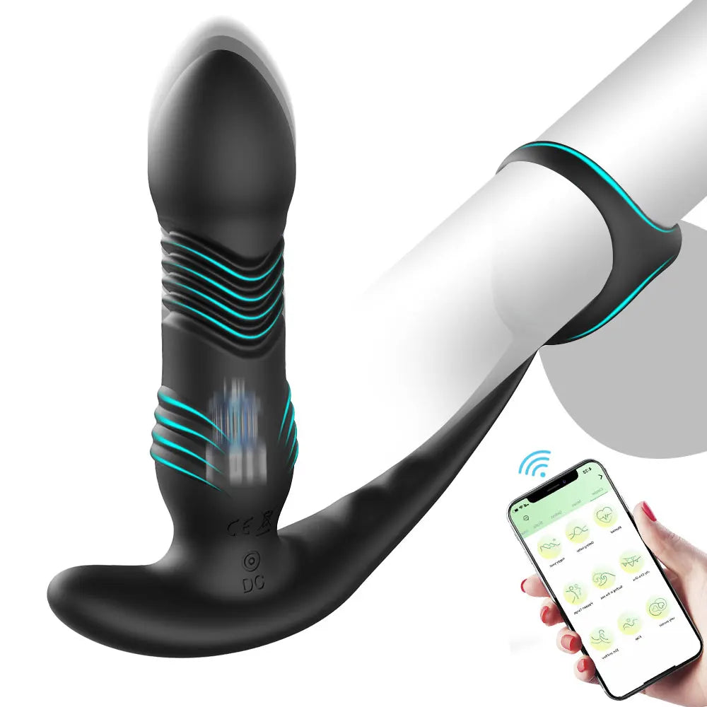 Wireless Thrusting Anal Vibrator with Cock Ring