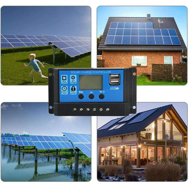 10A–100A Solar Charge Controller with LCD & USB