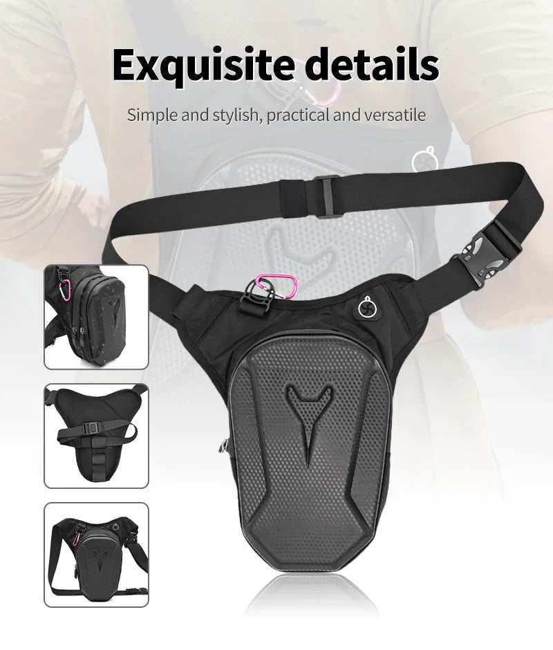 Ride hands-free with this waterproof drop leg bag!