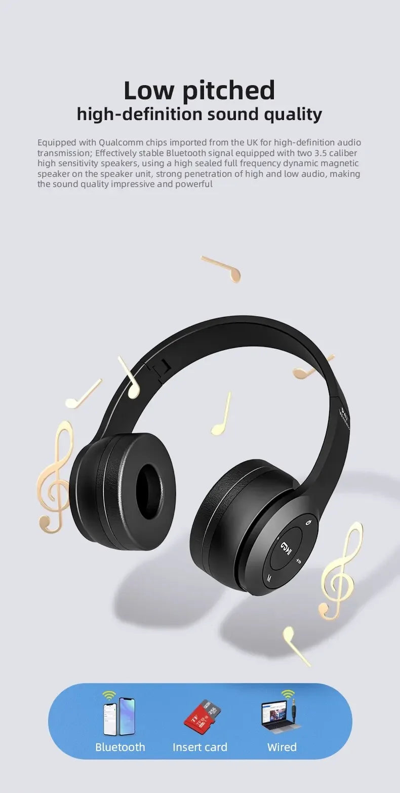 Stereo P47 Headset 5.0 Bluetooth Headset Folding Wireless