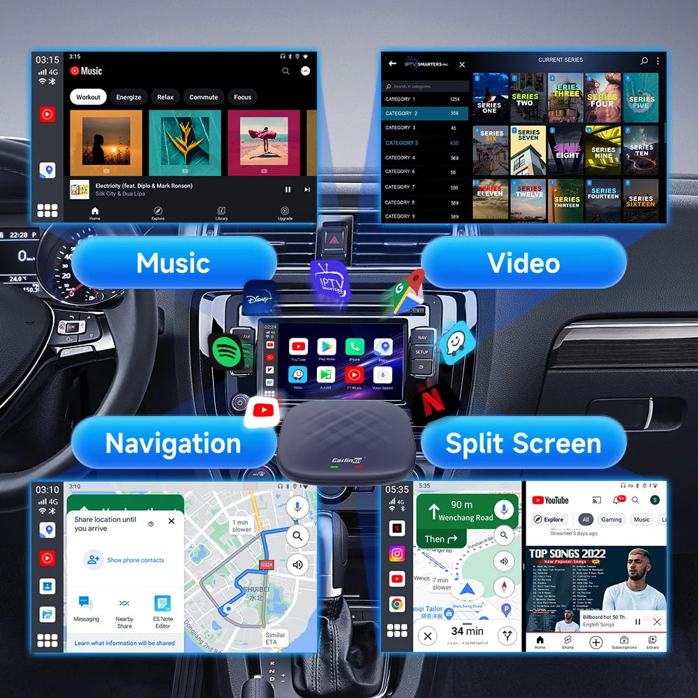 CarlinKit Android 13 AI Box – Wireless CarPlay with Smart TV Power!