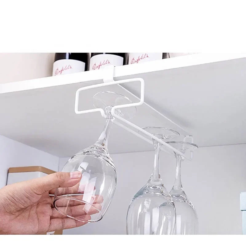 No Drilling Metal Wine Glass Holder – Under Cabinet Stemware Rack