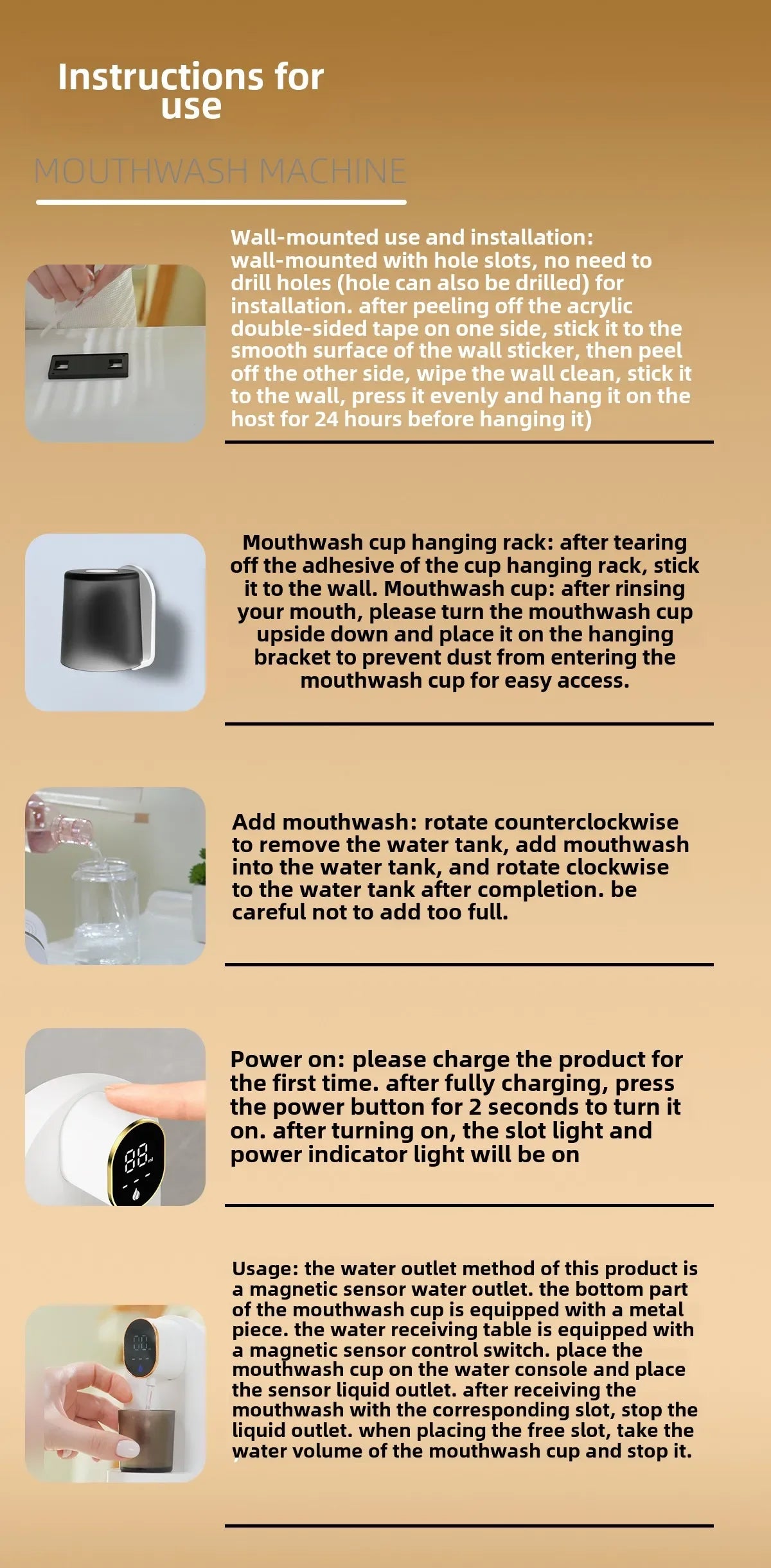 Smart 600ml Wall-Mounted Mouthwash Dispenser