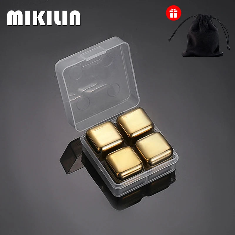 Reusable Stainless Steel Whiskey Ice Cubes Set