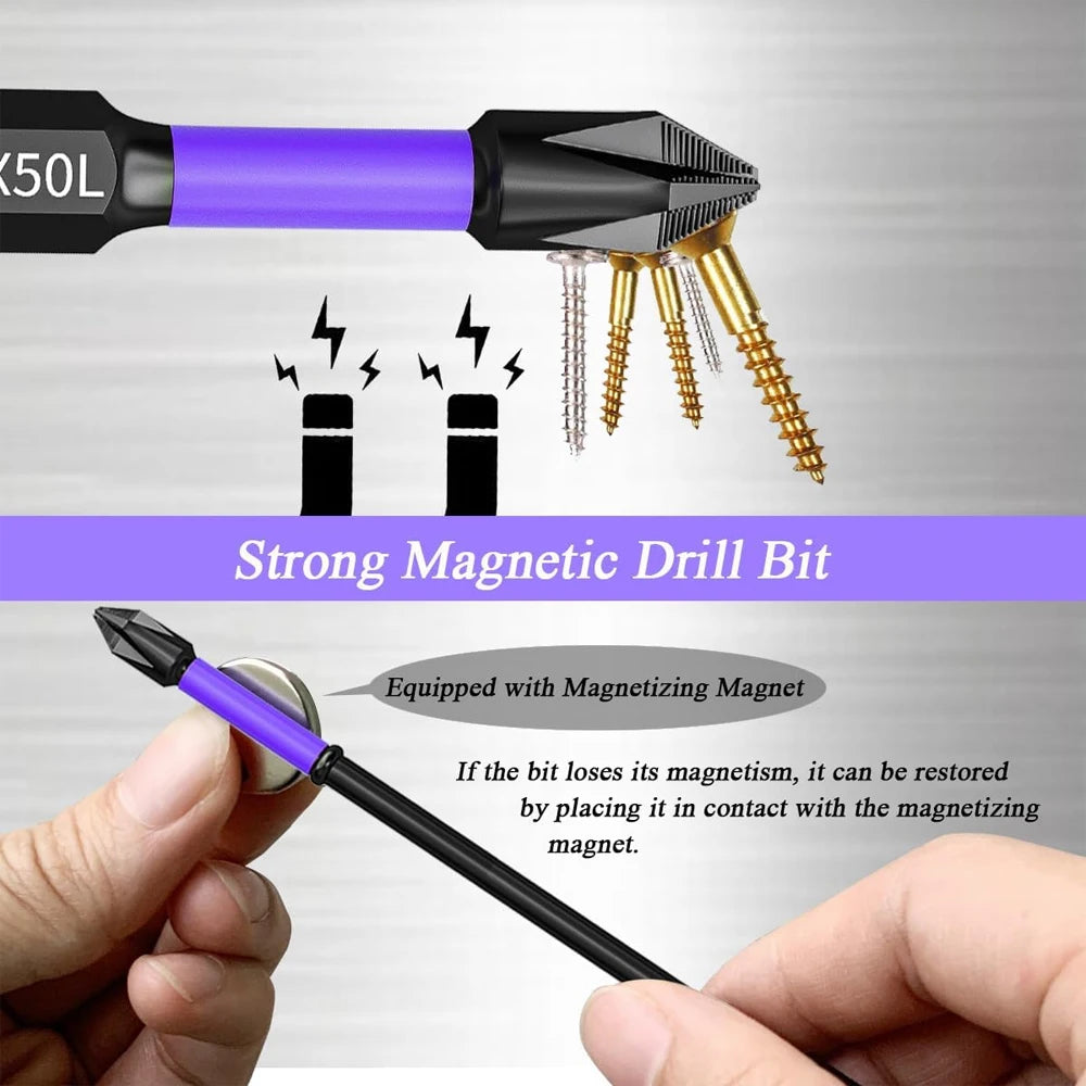 Power up with magnetic screwdriver bits, 6 or 12 pcs!