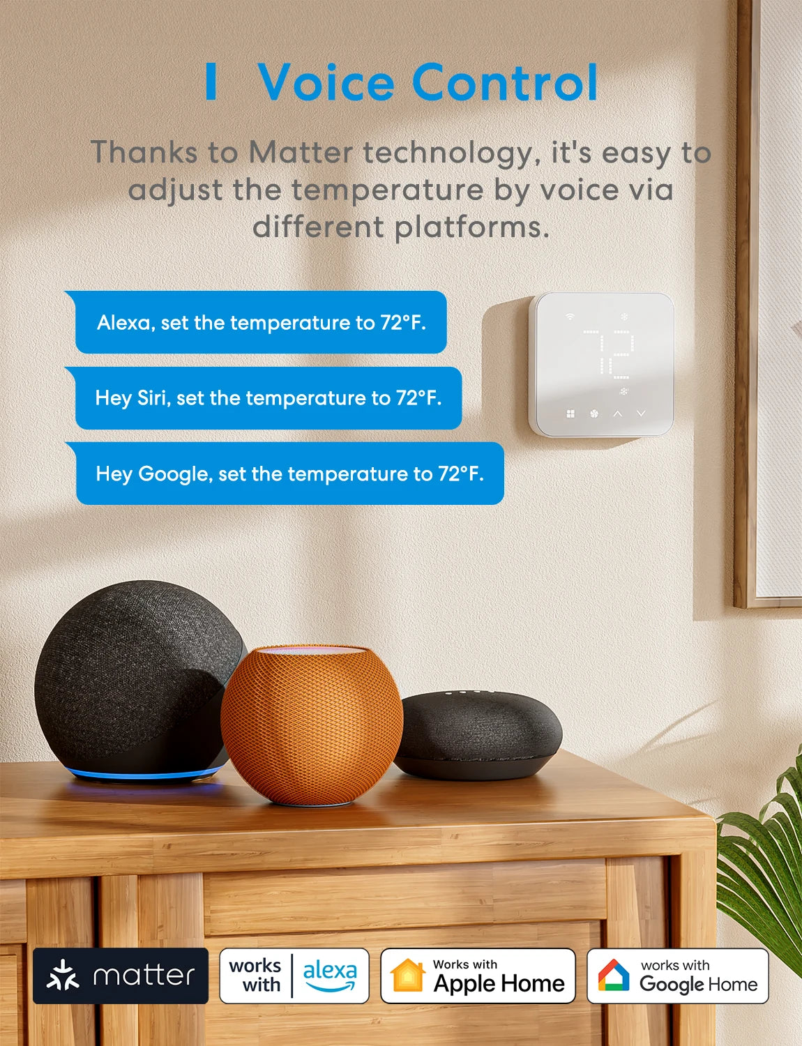 Meross Matter Smart Wi-Fi Thermostat Alexa Compatible