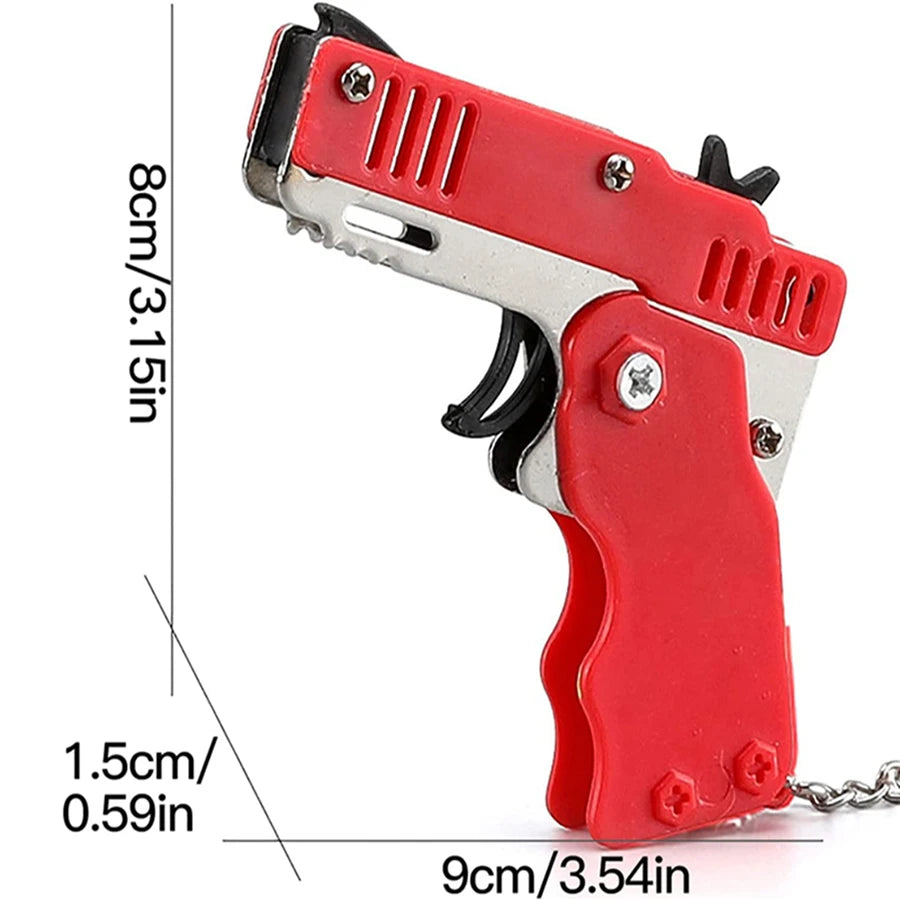 Mini Metal Rubber Band Launcher Keychain Toy