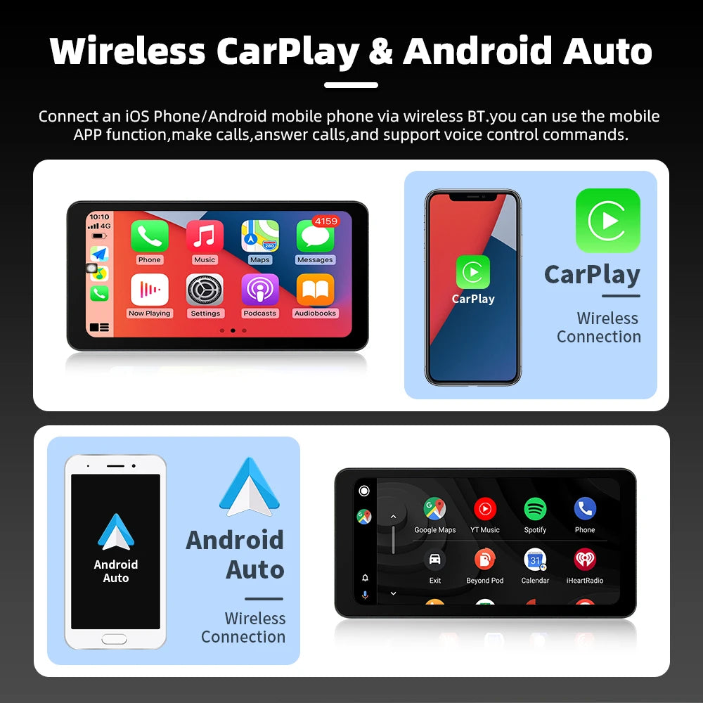 EKIY 6.3" Wireless CarPlay Android Auto GPS
