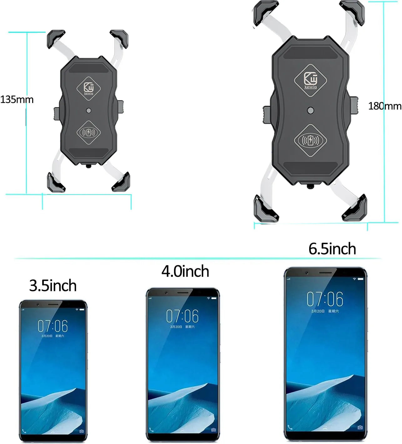 Motorcycle Phone Holder with Fast Wireless Charging