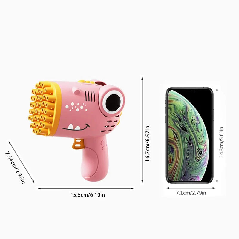 40-Hole Dinosaur Bubble Machine – Electric Bubble Fun Gun