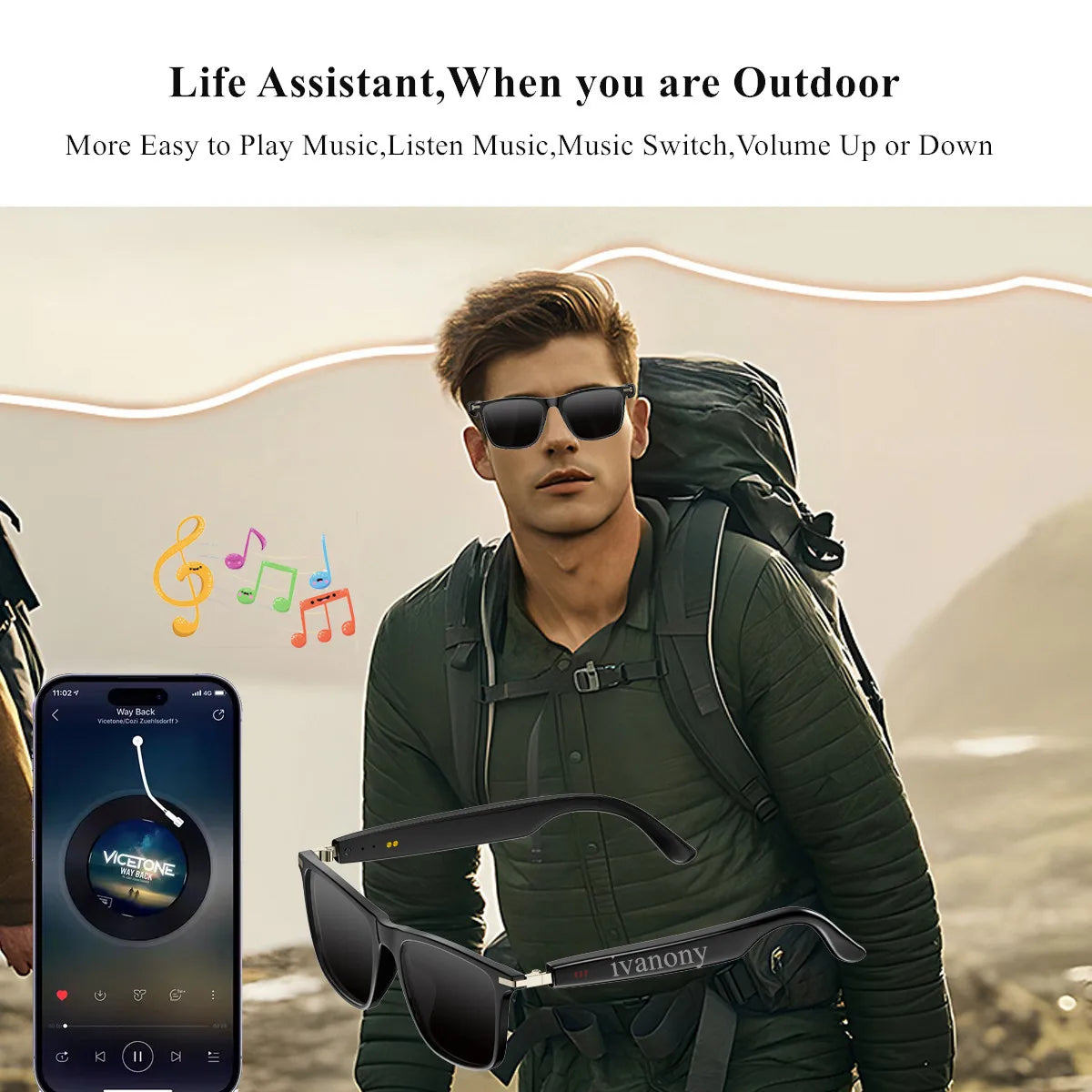 Waterproof Smart Glasses with Calling & Music