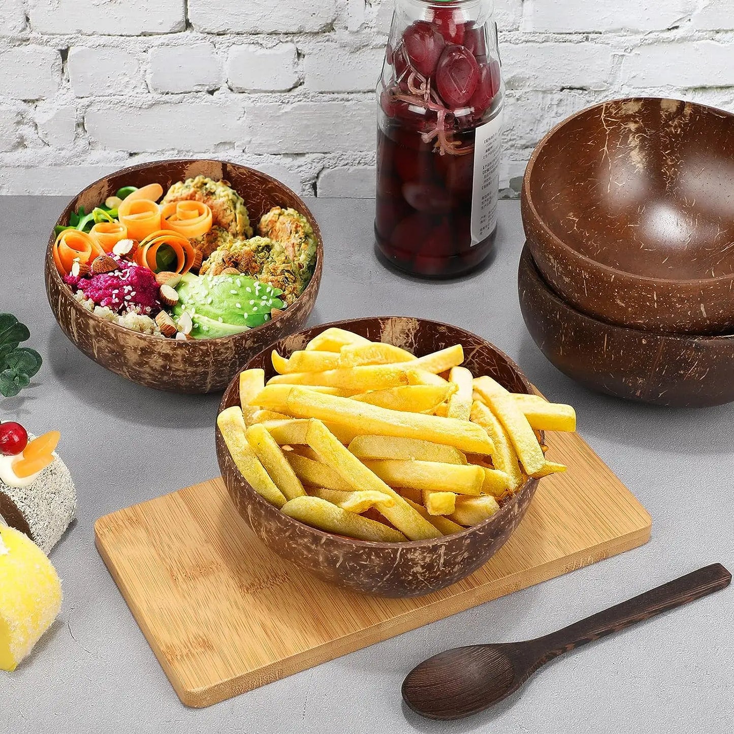 Natural Coconut Bowls for Serving & Salad