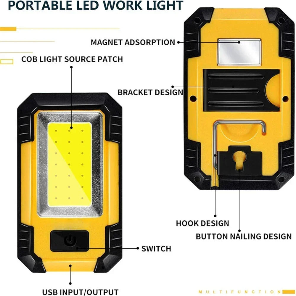 Rechargeable LED Flashlight & Work Light with Power Bank