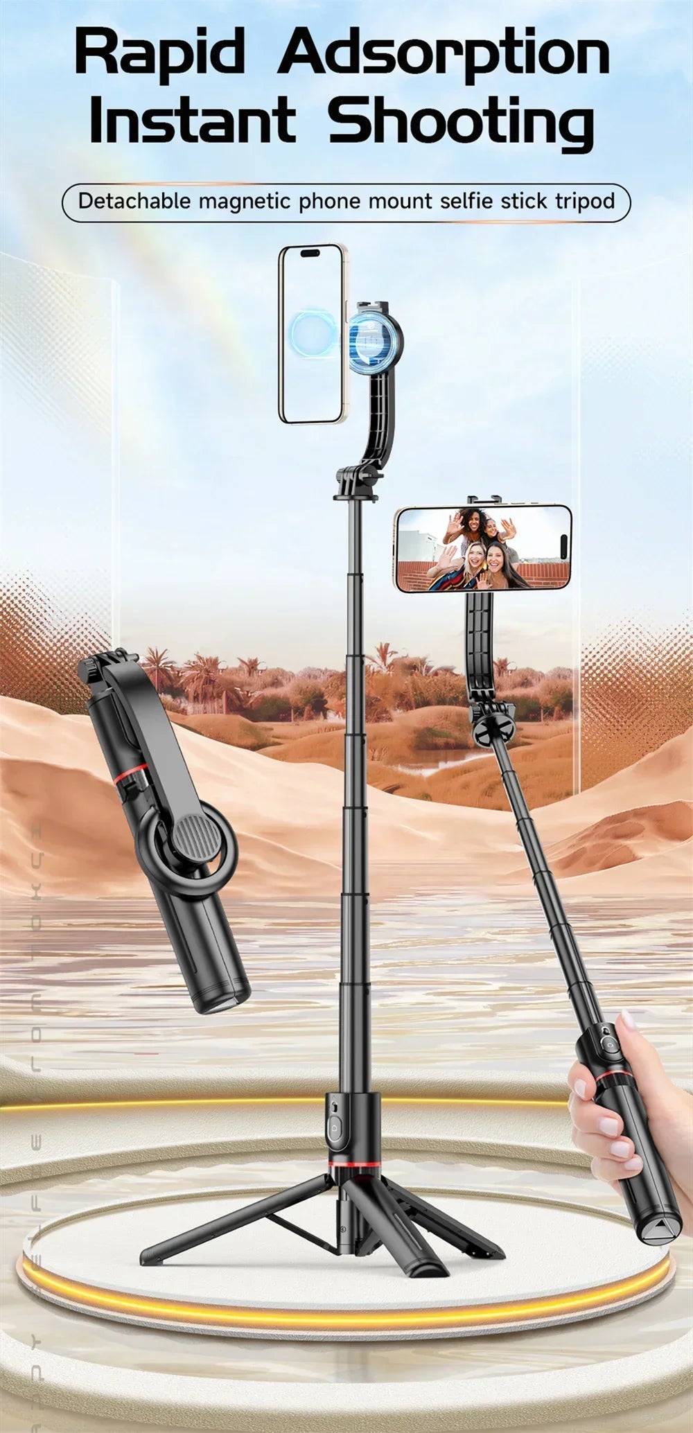 Magnetic Mini Selfie Stick Tripod – Pocket-Sized, Pro-Level Shots!