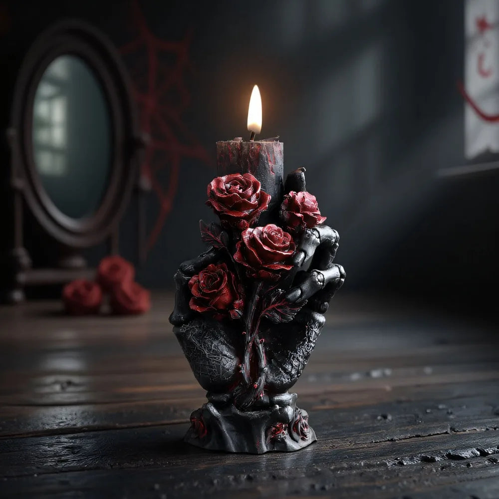 Relief Rose Skull Silicone Candle Mold Gothic Decor