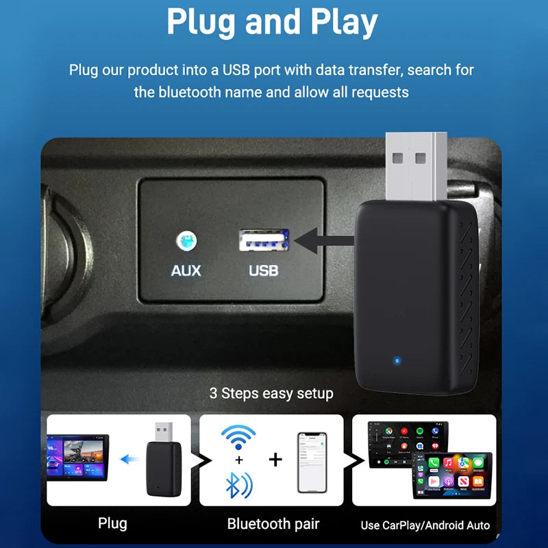 NEW 2in1 Mini  Wireless Carplay Adapter And Android Auto