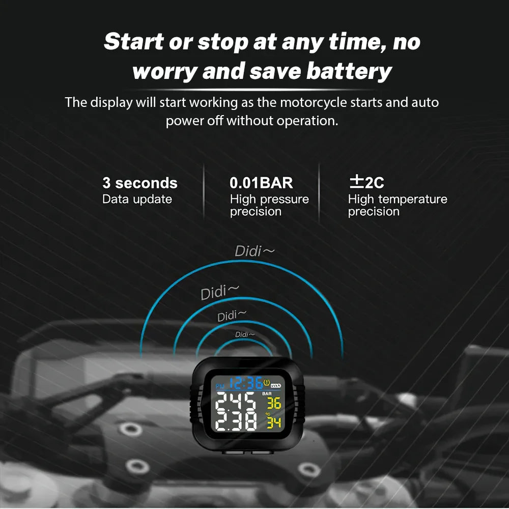 Motorcycle TPMS Tire Pressure Monitoring System Real-Time