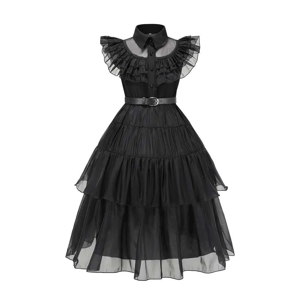Girls Wednesday Addams Halloween Cosplay Dress