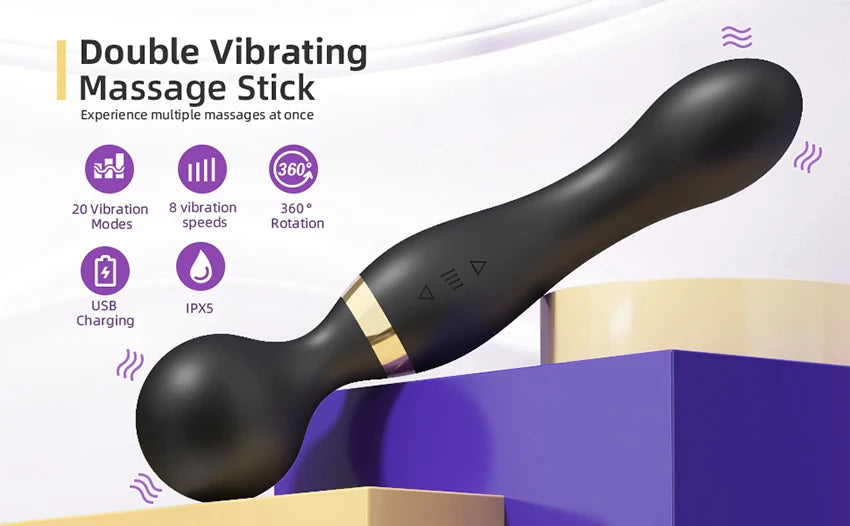 Powerful Dual Motor Silicone Dildo Vibrator Wand