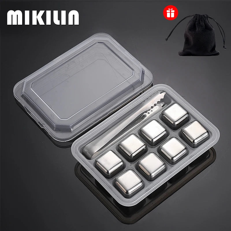 Reusable Stainless Steel Whiskey Ice Cubes Set