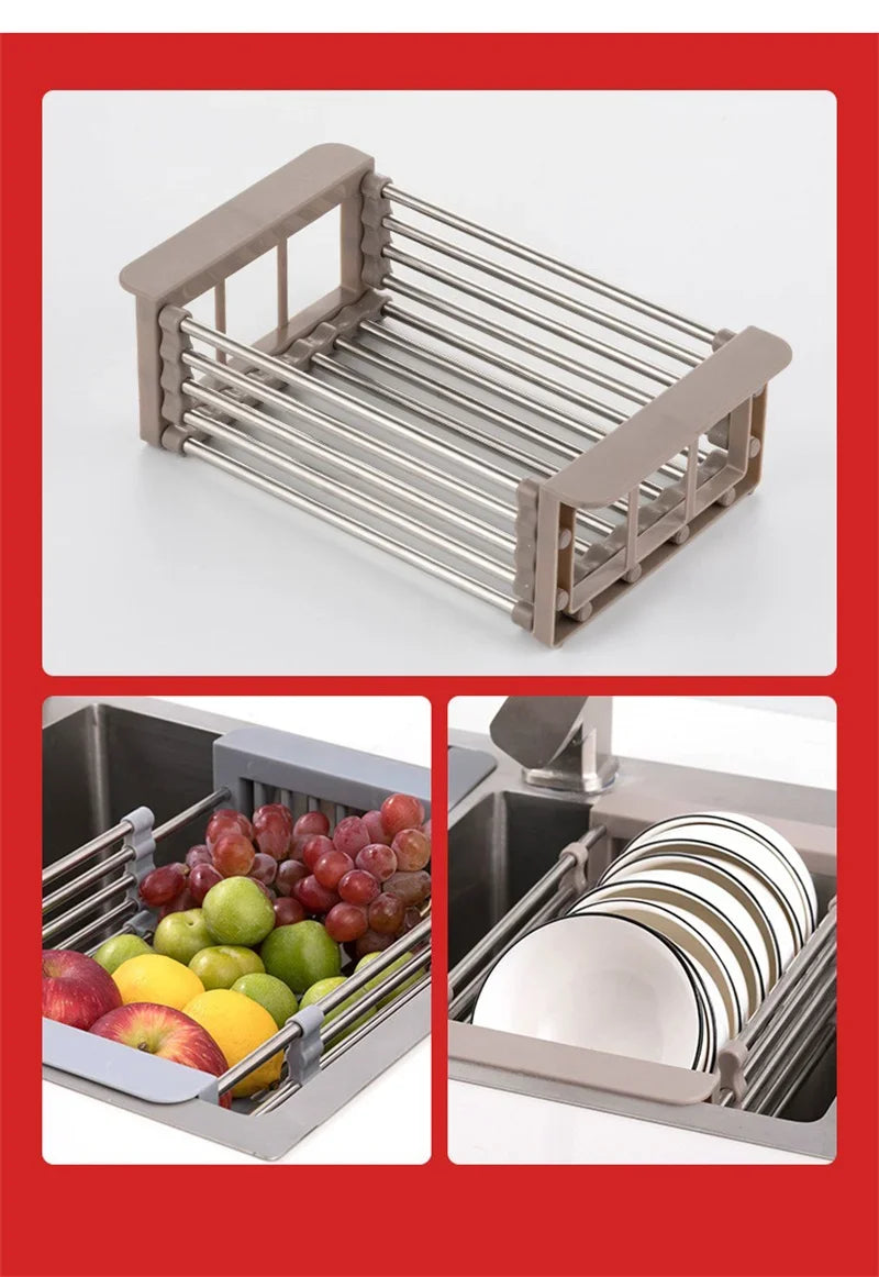 Extendable Stainless Steel Sink Rack – Dry, Rinse & Store