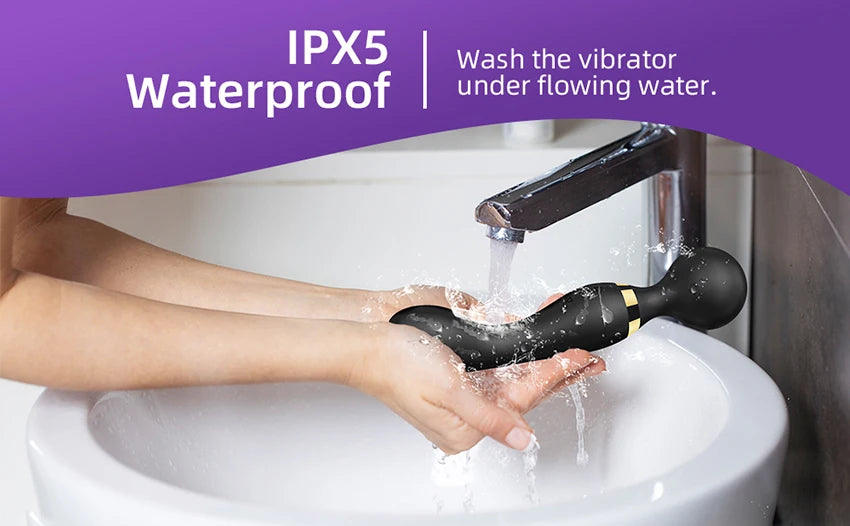 Powerful Dual Motor Silicone Dildo Vibrator Wand